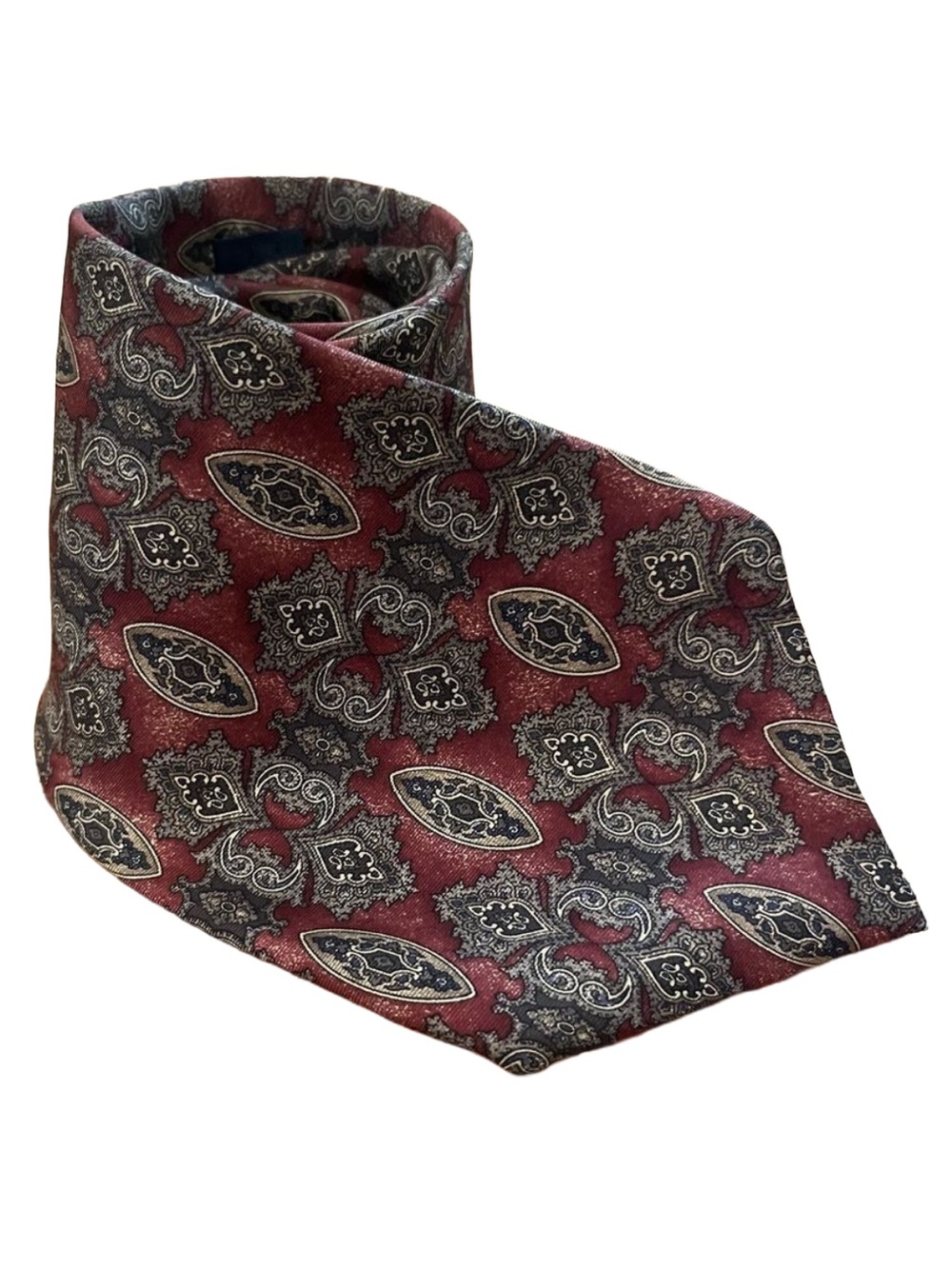 American Traditions Vintage Italian Silk Tie Burgundy Baroque Dark Academia Rare